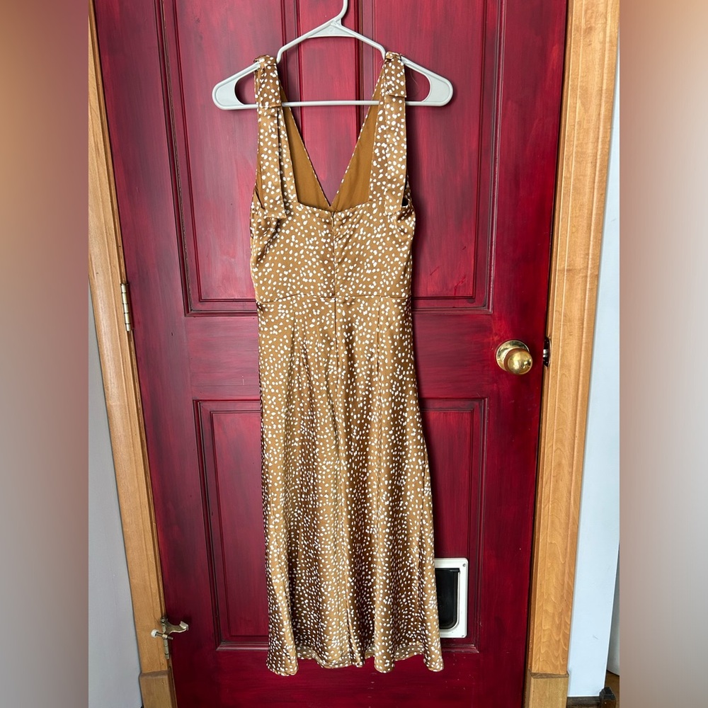 Lucy Paris Dalmatian Print Gold Maxi Dress With Bows on the Shoulders Size XS - Picture 4 of 5